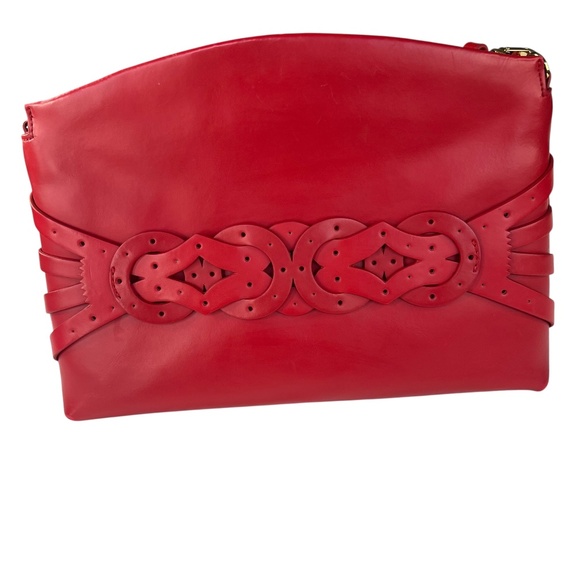 Vince Camuto Large Leather Clutch in Red Color plus Accessories - Picture 1 of 14